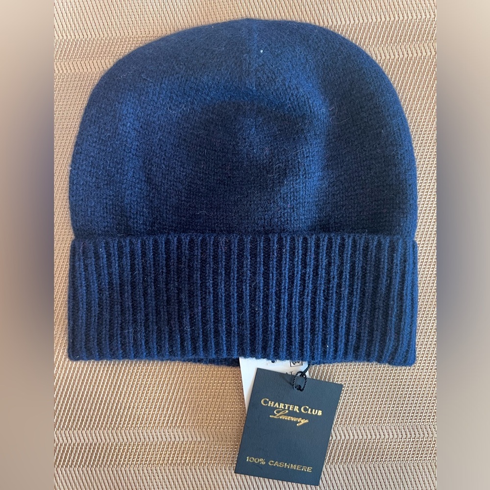 Cashmere Beanie - Navy Blue Charter's Club